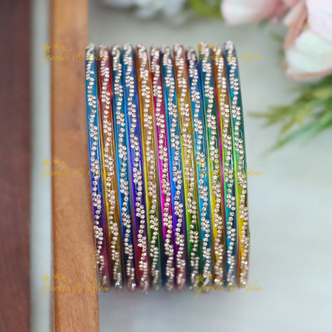 Exquisite Gold-Toned Glass Bangles - Perfect for Every Occasion