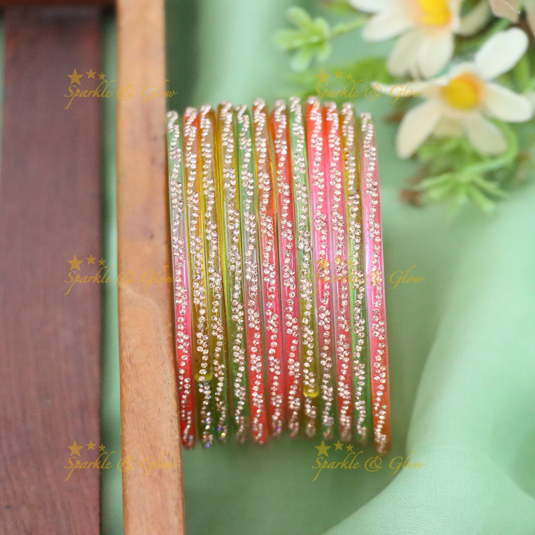 Exquisite Gold-Toned Glass Bangles - Perfect for Every Occasion