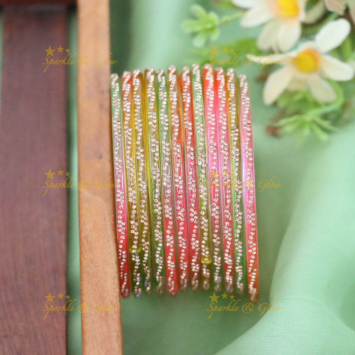 Exquisite Gold-Toned Glass Bangles - Perfect for Every Occasion