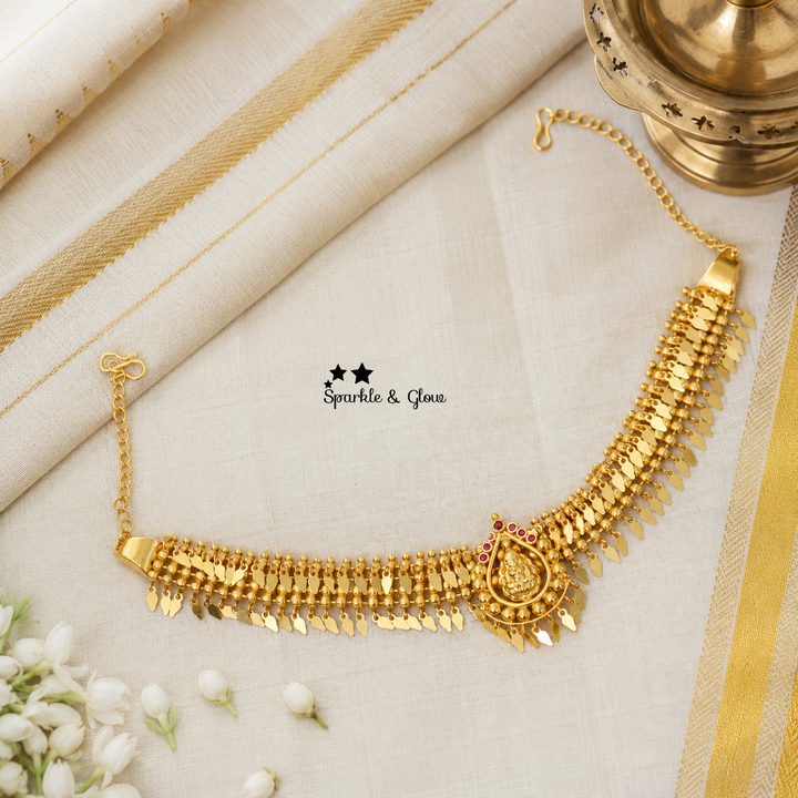 Exquisite Kerala Gold Plated High Neck Choker Necklace