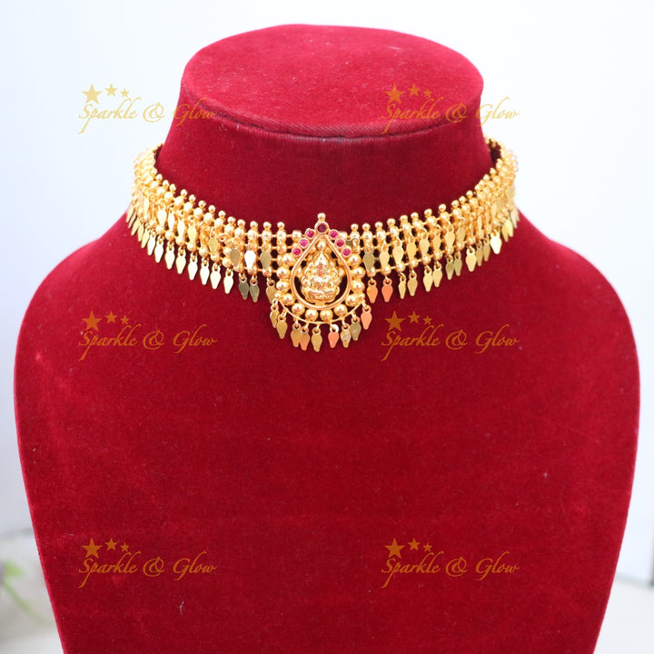 Exquisite Kerala Gold Plated High Neck Choker Necklace