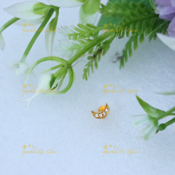 Elegant Crescent Gold Plated Nose Pin for Weddings