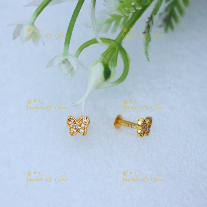 Exquisite Gold Butterfly Stud Earrings | Sparkle & Glow