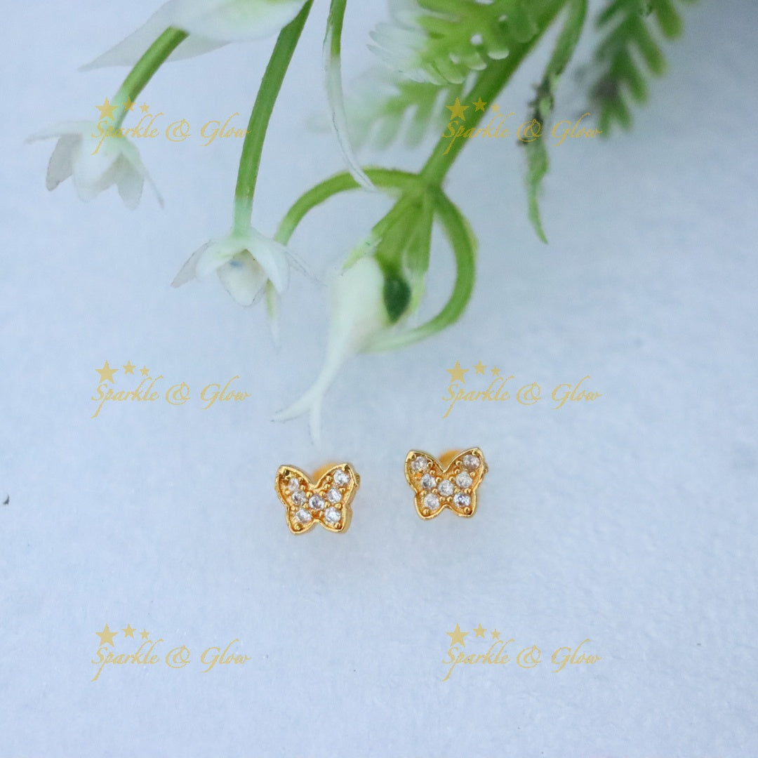 Exquisite Gold Butterfly Stud Earrings | Sparkle & Glow