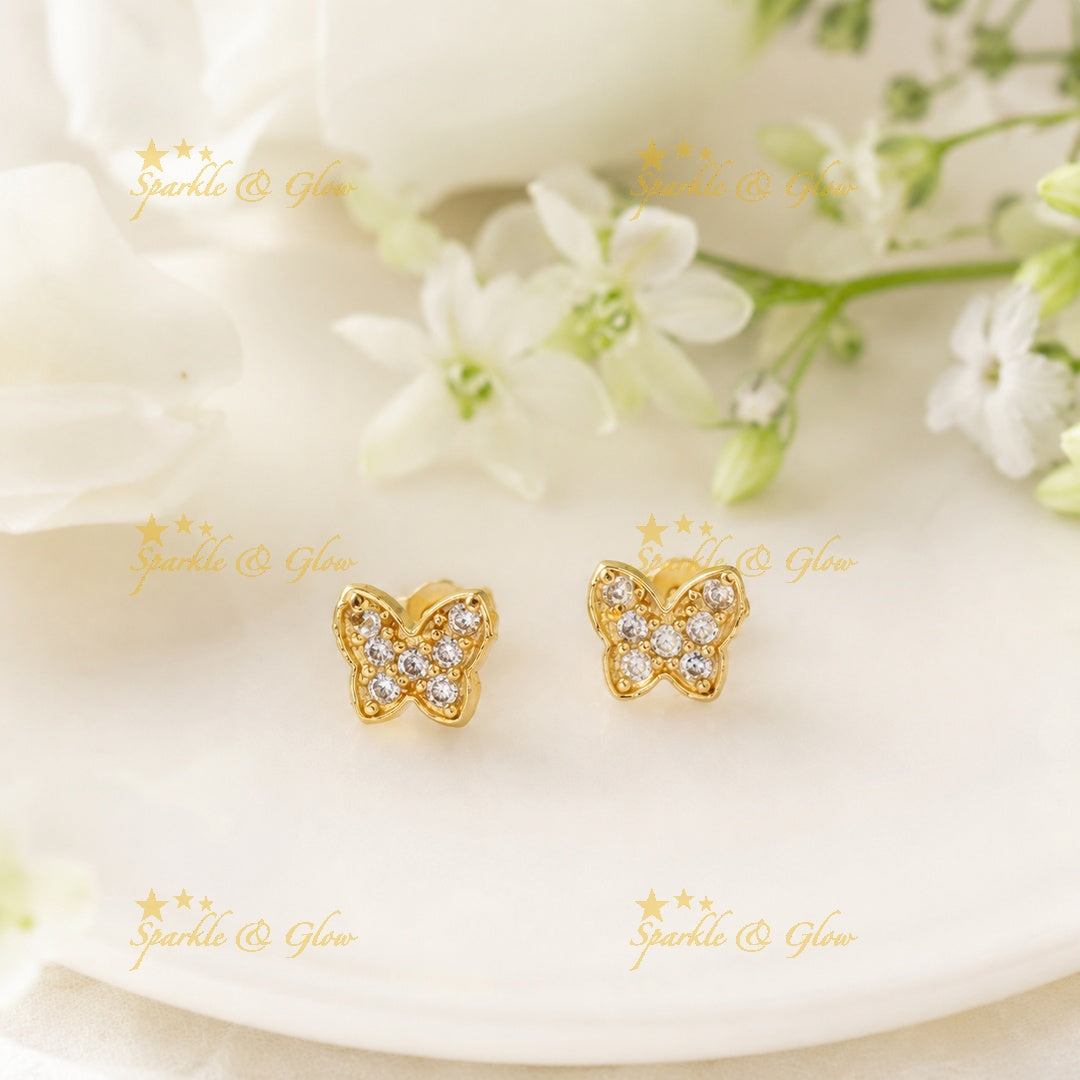 Exquisite Gold Butterfly Stud Earrings | Sparkle & Glow