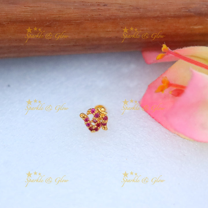 Exquisite Gold-Toned Om Nose Pin for Festive Elegance