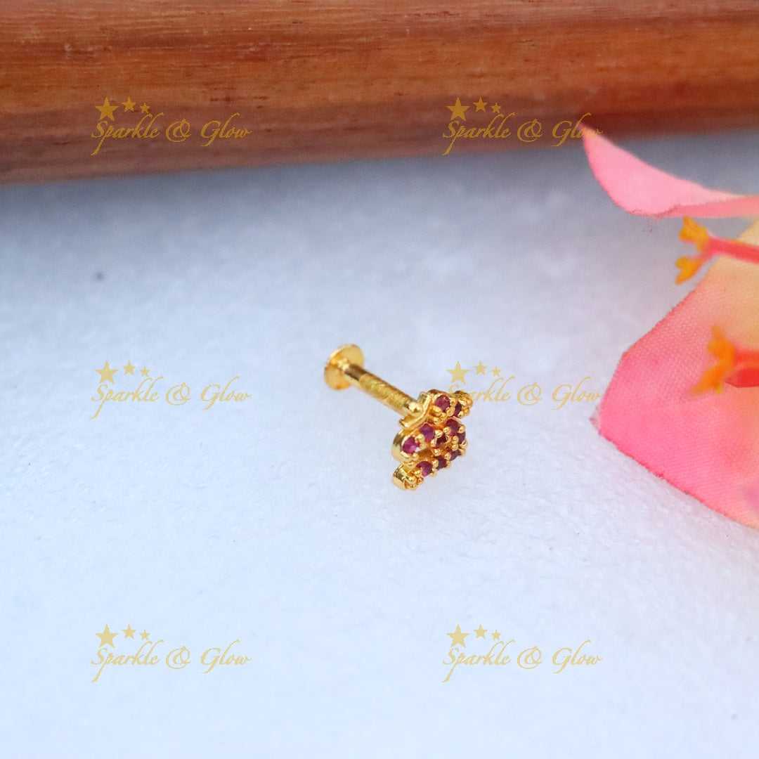Exquisite Gold-Toned Om Nose Pin for Festive Elegance