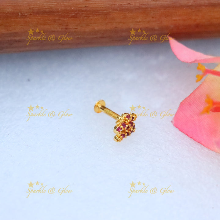 Exquisite Gold-Toned Om Nose Pin for Festive Elegance