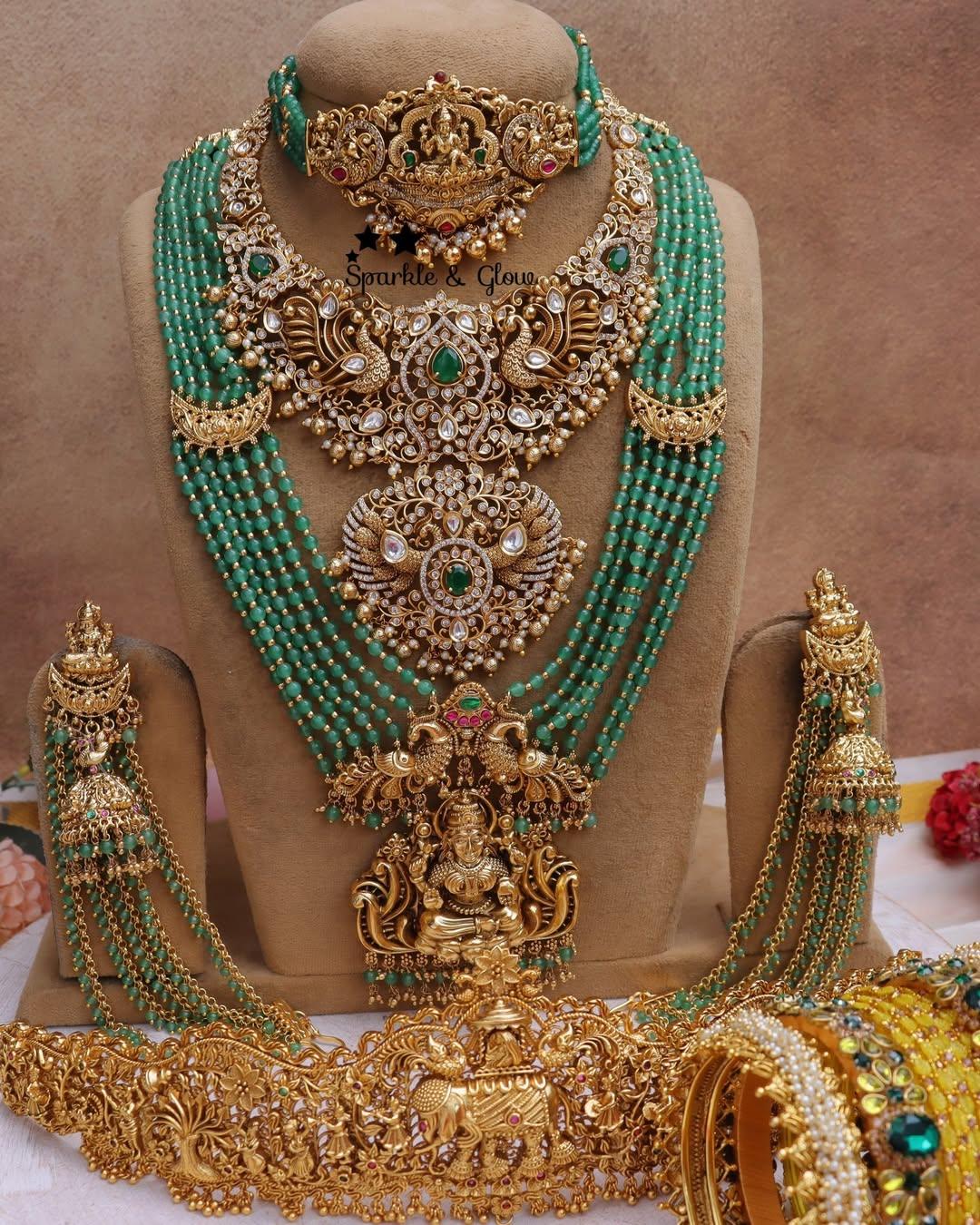 Exquisite Temple Beaded Bridal Jewellery Set