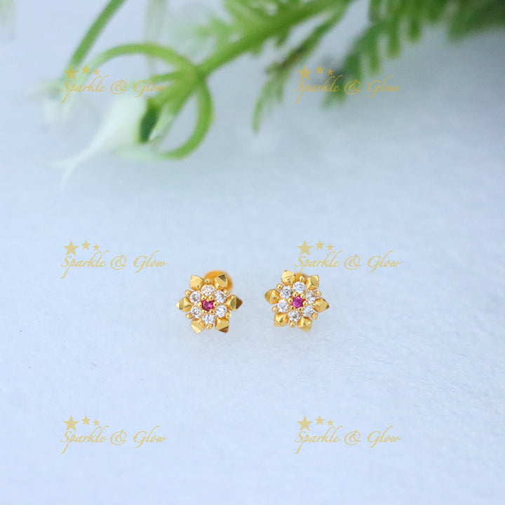 Exquisite Gold Floral Stud Earrings for Festive Elegance
