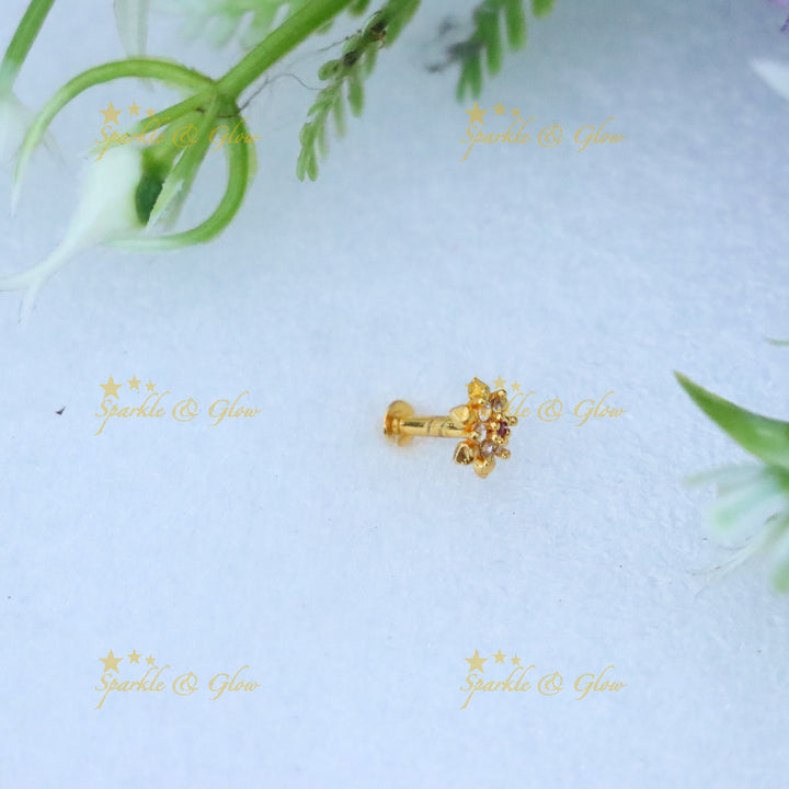 Elegant Gold-Plated Floral Nose Pin | Festive Essentials
