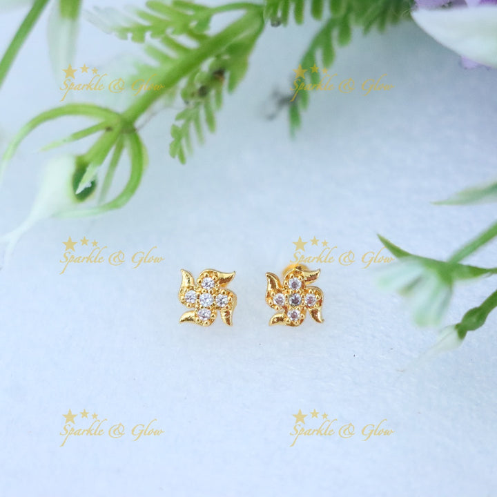 Gold-Toned Stud Earrings: Festive Elegance for You
