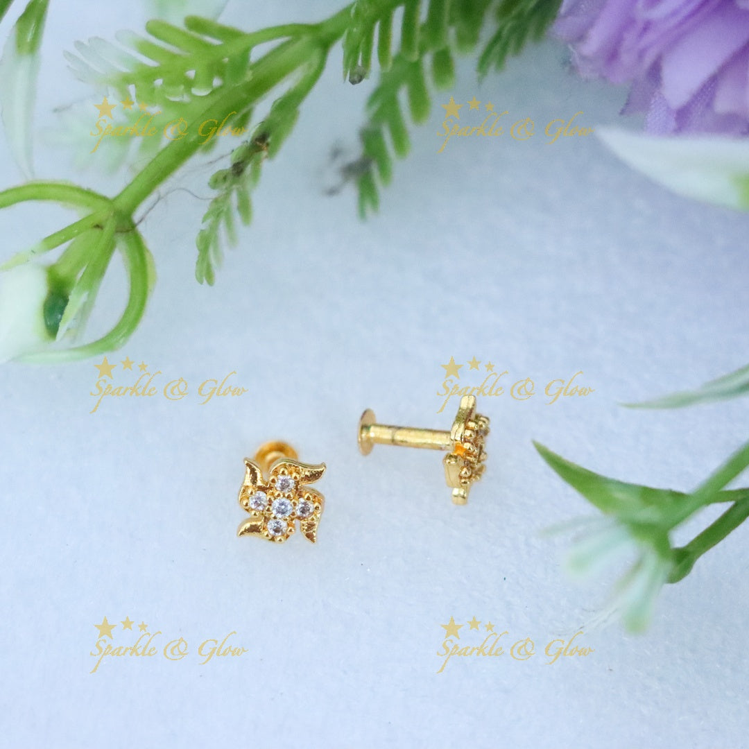Gold-Toned Stud Earrings: Festive Elegance for You