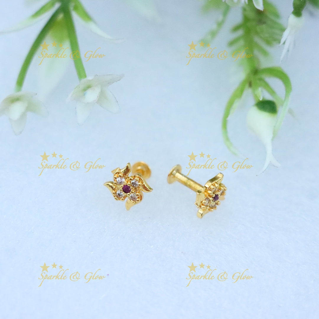 Gold-Toned Stud Earrings: Festive Elegance for You
