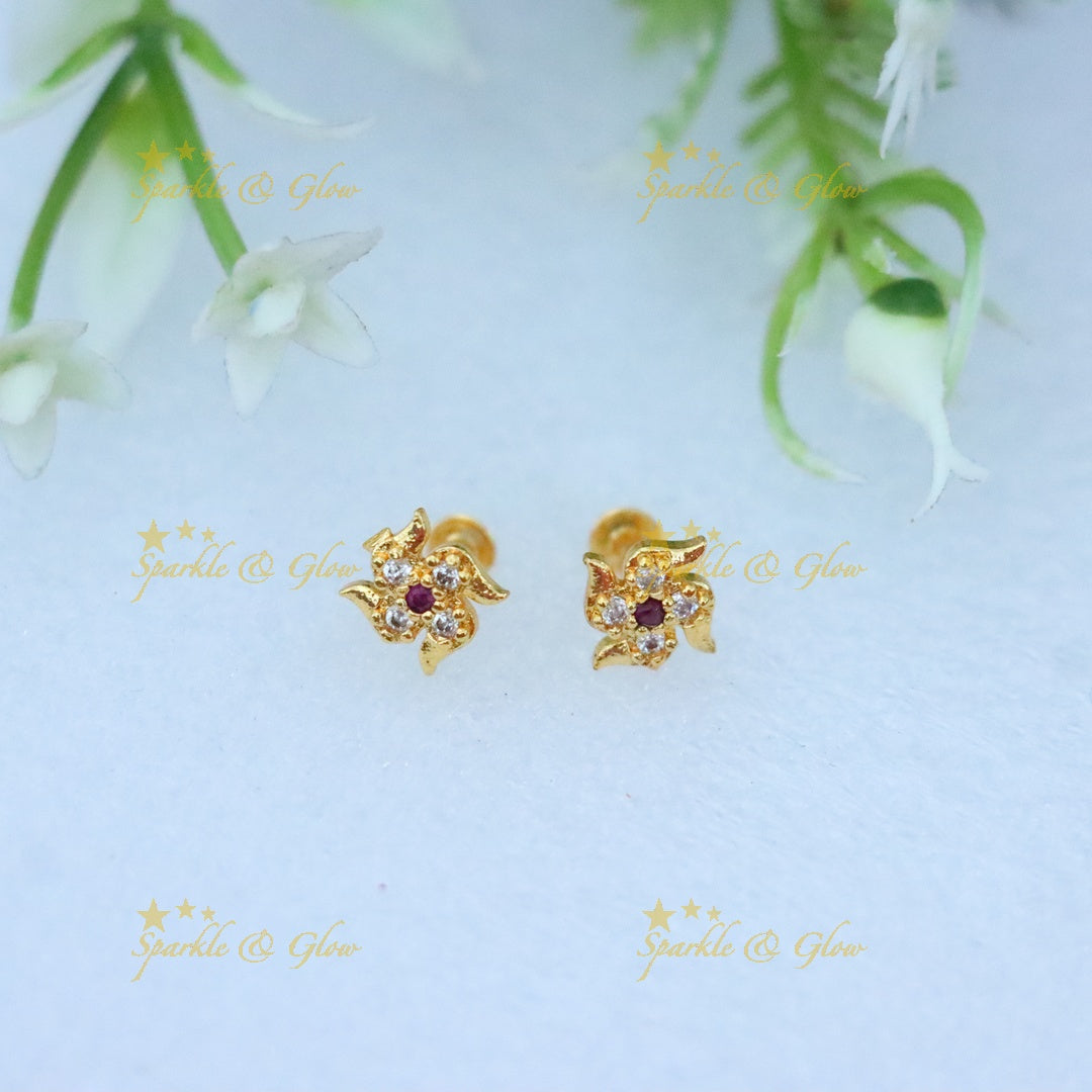 Gold-Toned Stud Earrings: Festive Elegance for You