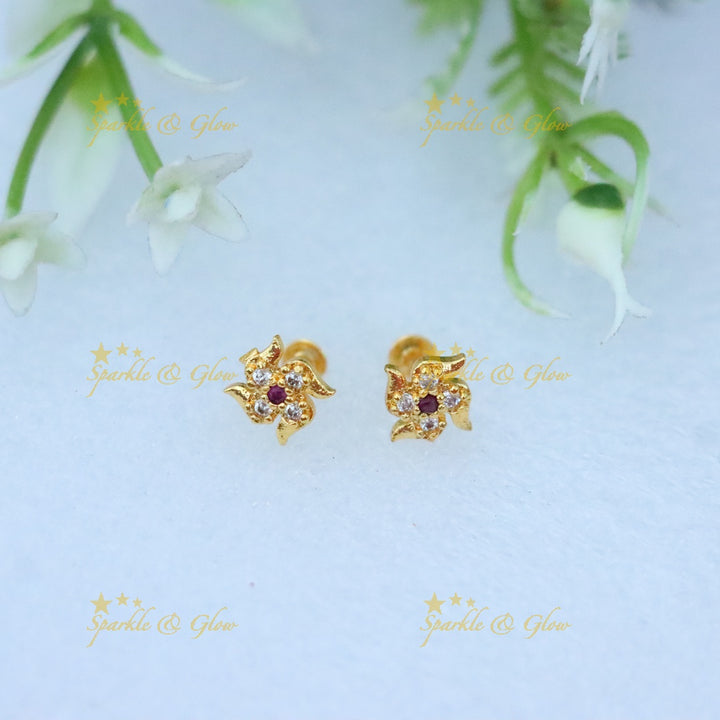 Gold-Toned Stud Earrings: Festive Elegance for You