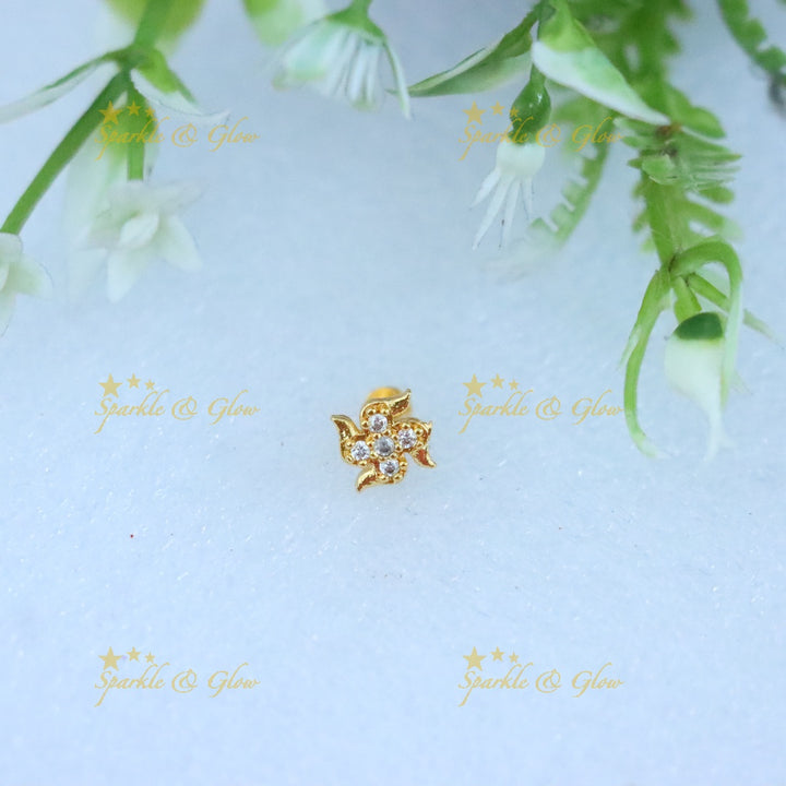 Elegant Gold-Plated Kerala Festive Nose Pin