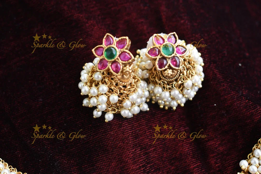 Gold alike kemp cluster choker - Pearl Multi - Sparkle and Glow
