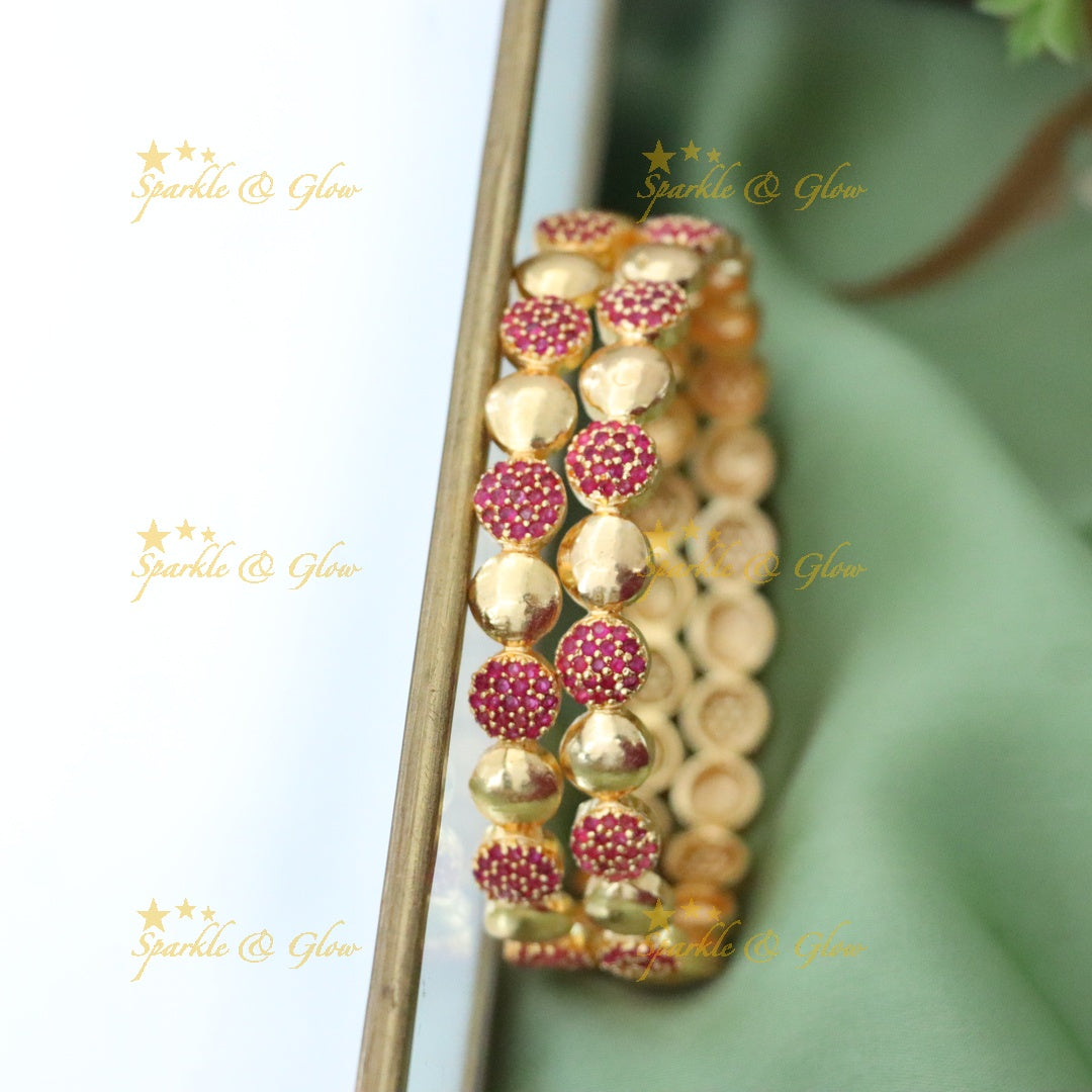 Elegant Gold Bangle with Ruby - Festive Collection