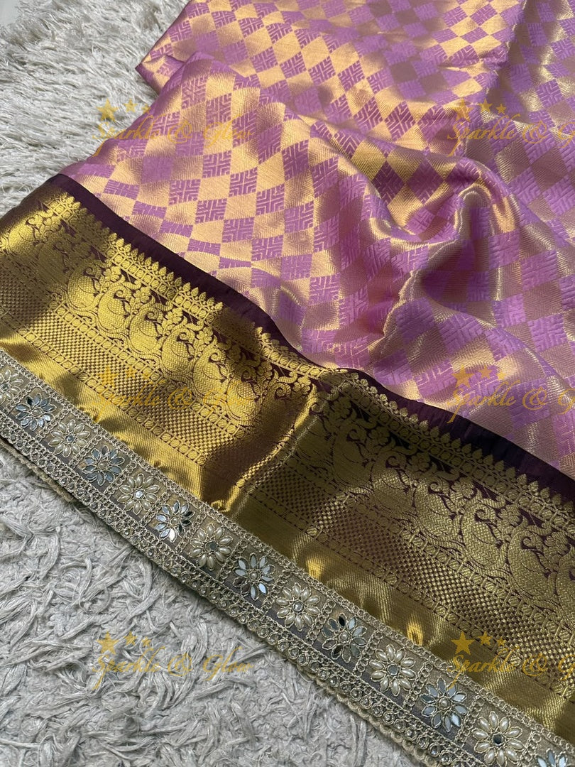 Exquisite Kanjivaram Banarasi Saree with Pearl Lace