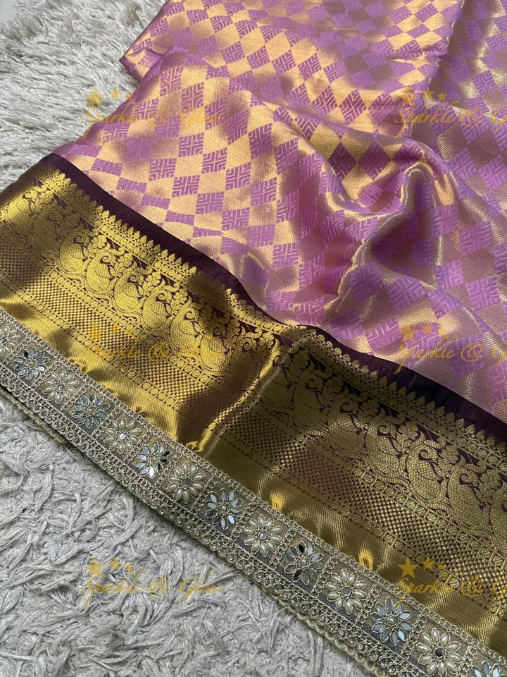Exquisite Kanjivaram Banarasi Saree with Pearl Lace