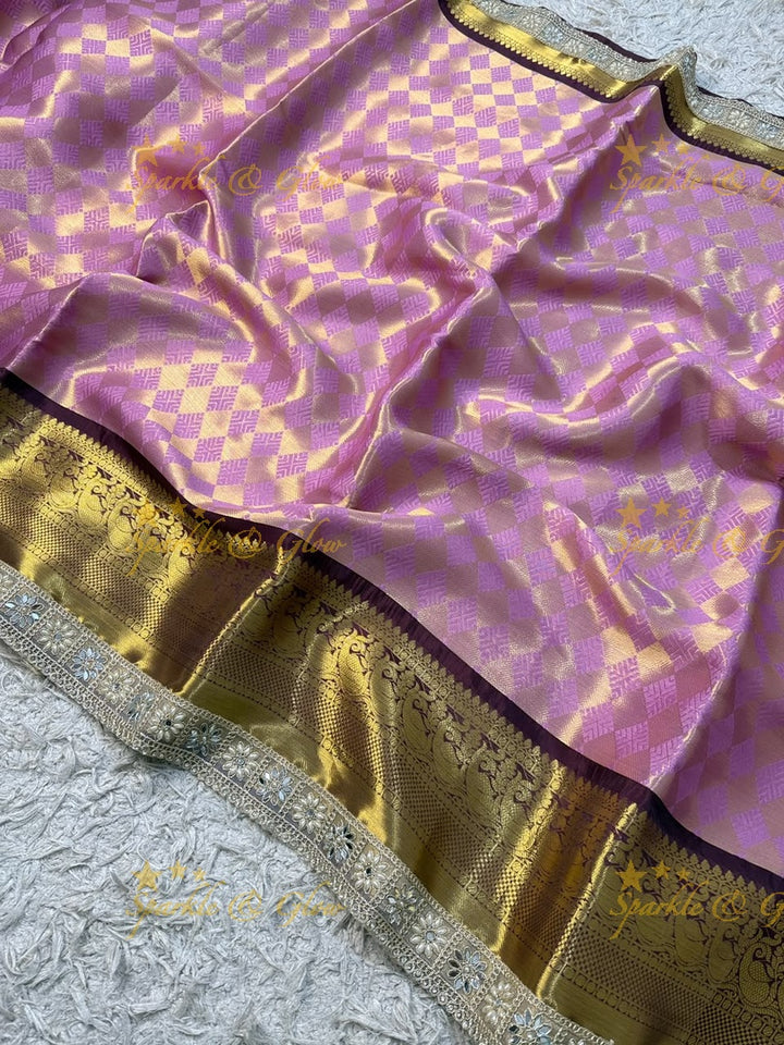 Exquisite Kanjivaram Banarasi Saree with Pearl Lace