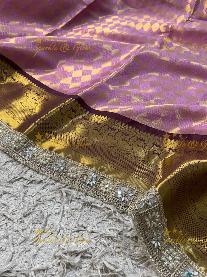 Exquisite Kanjivaram Banarasi Saree with Pearl Lace