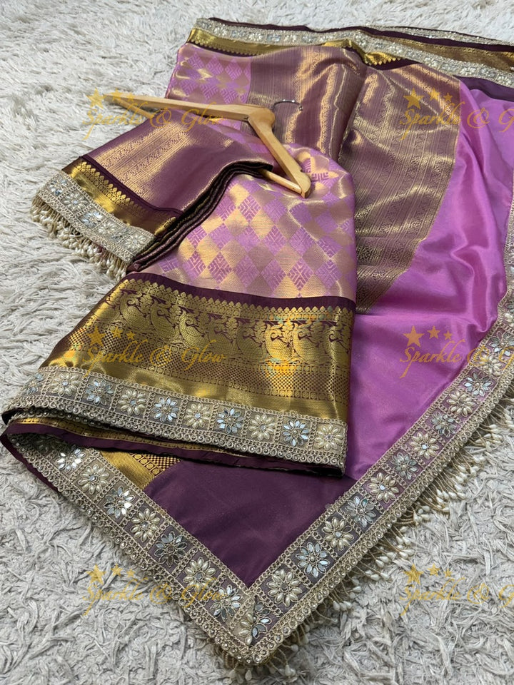 Exquisite Kanjivaram Banarasi Saree with Pearl Lace