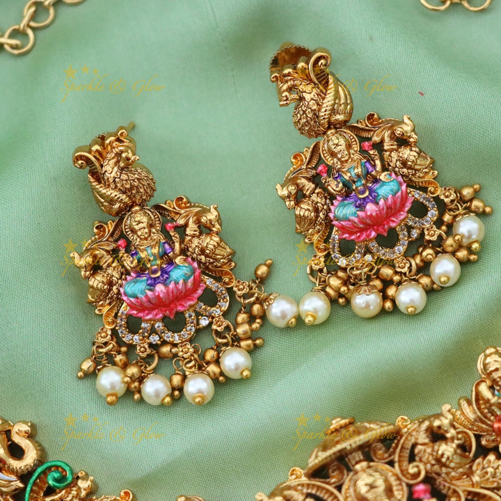 Elegant Temple Bridal Necklace Set - Sparkle & Glow