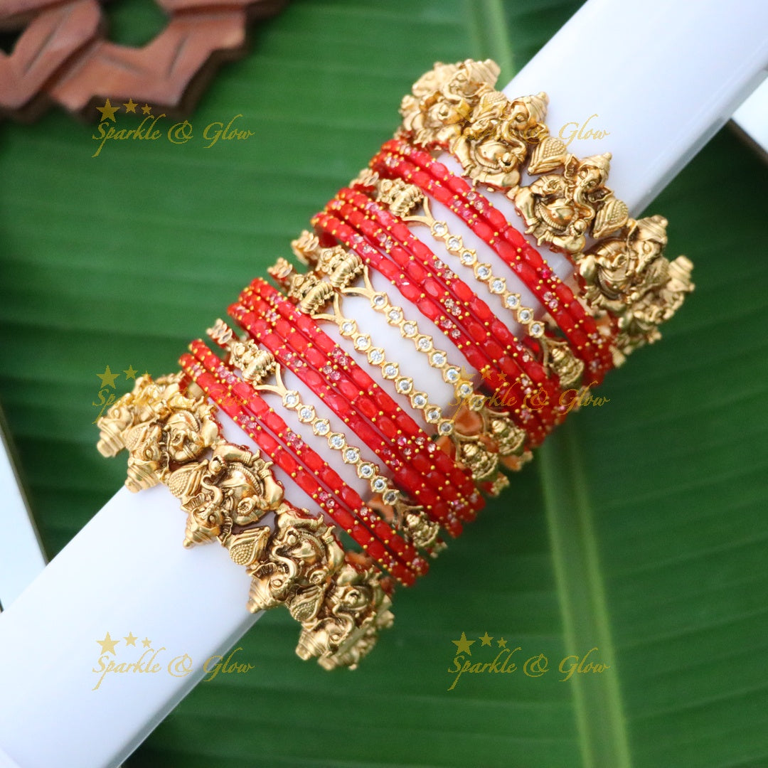Exquisite Lakshmi Ganesha Bridal Bangles Set for Weddings