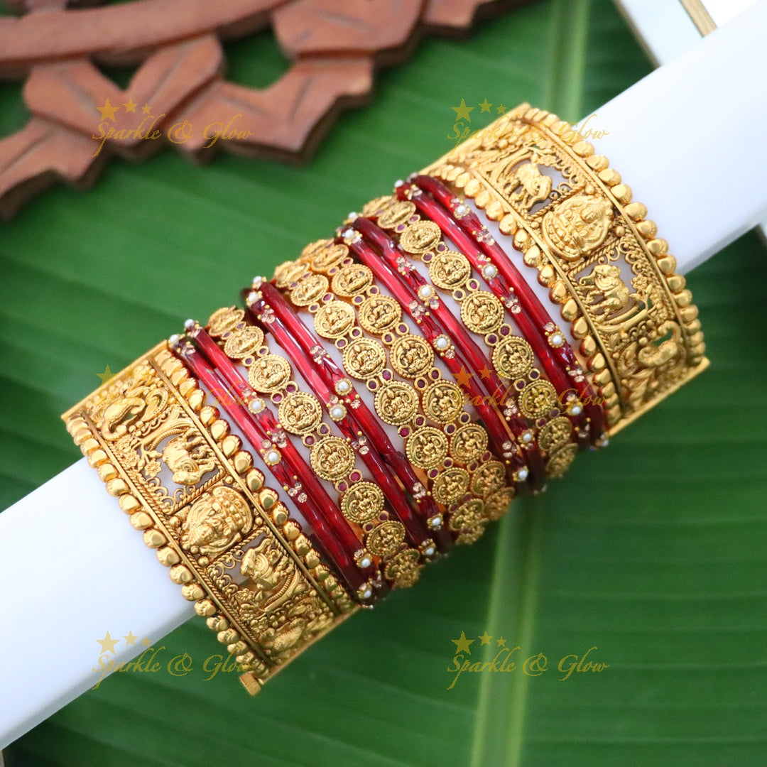 Exquisite Lakshmi Temple Bridal Bangle Set Online