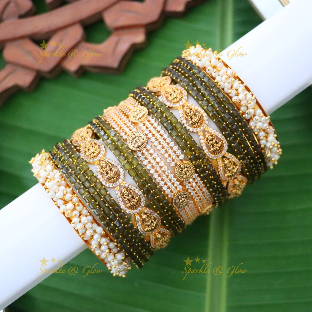 Exquisite Lakshmi Temple Bridal Bangle Set - Elegance Redefined