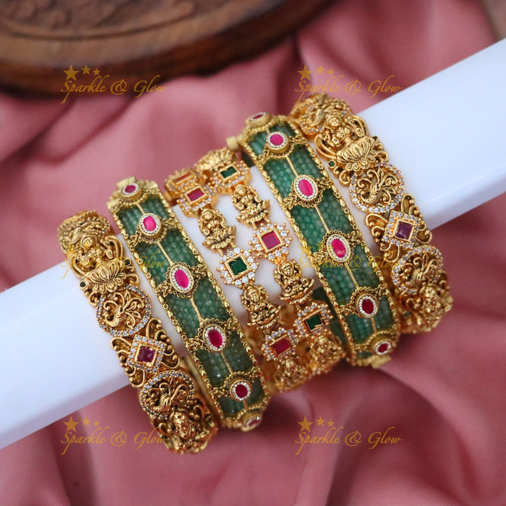 Stunning Gold & Green Wedding Bangle Set