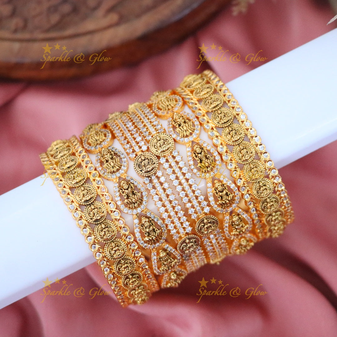 Exquisite Gold Temple Bridal Bangle Set Online