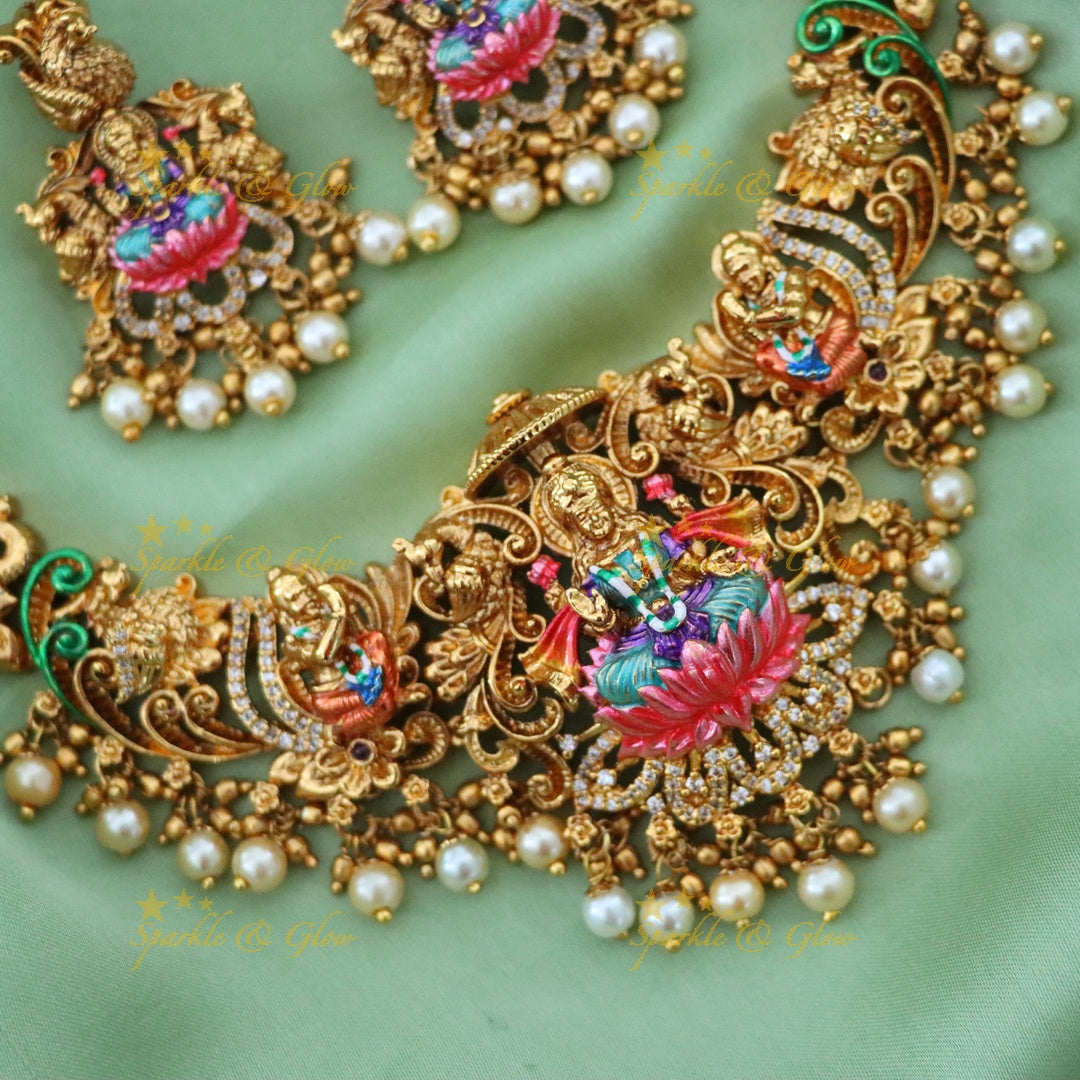 Elegant Temple Bridal Necklace Set - Sparkle & Glow