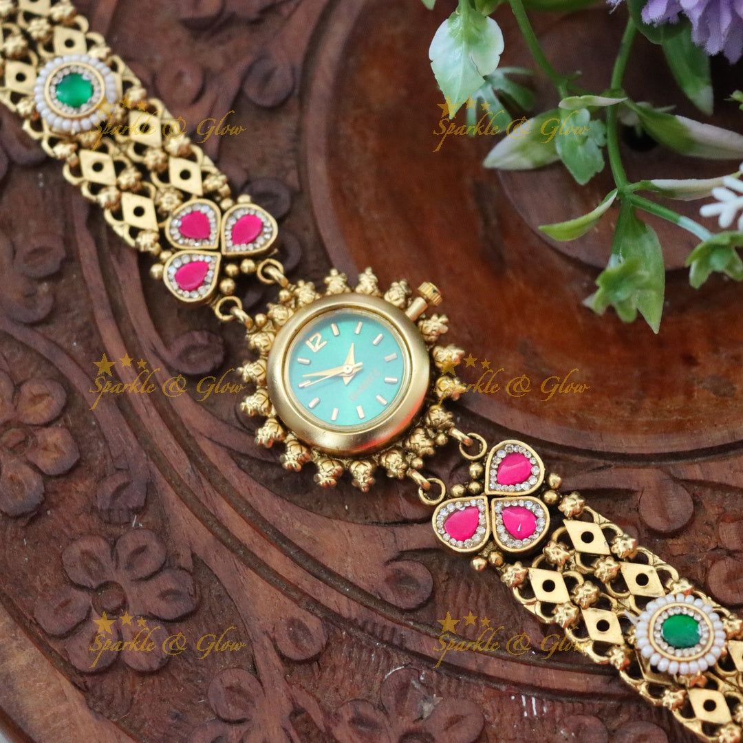 Exquisite Gold Tone Wedding Bracelet Watch - Sparkle & Glow