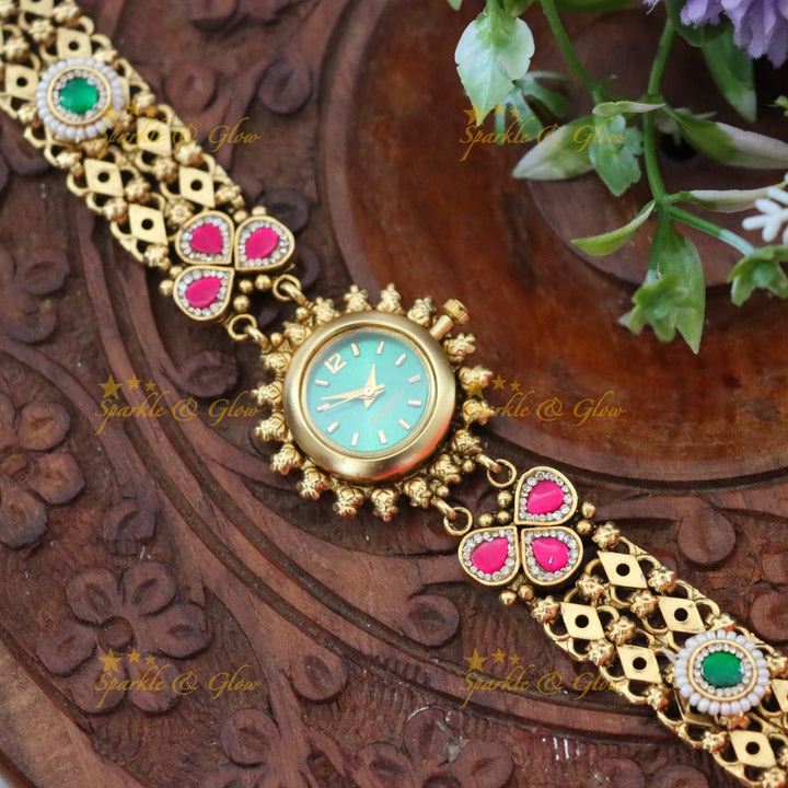 Exquisite Gold Tone Wedding Bracelet Watch - Sparkle & Glow