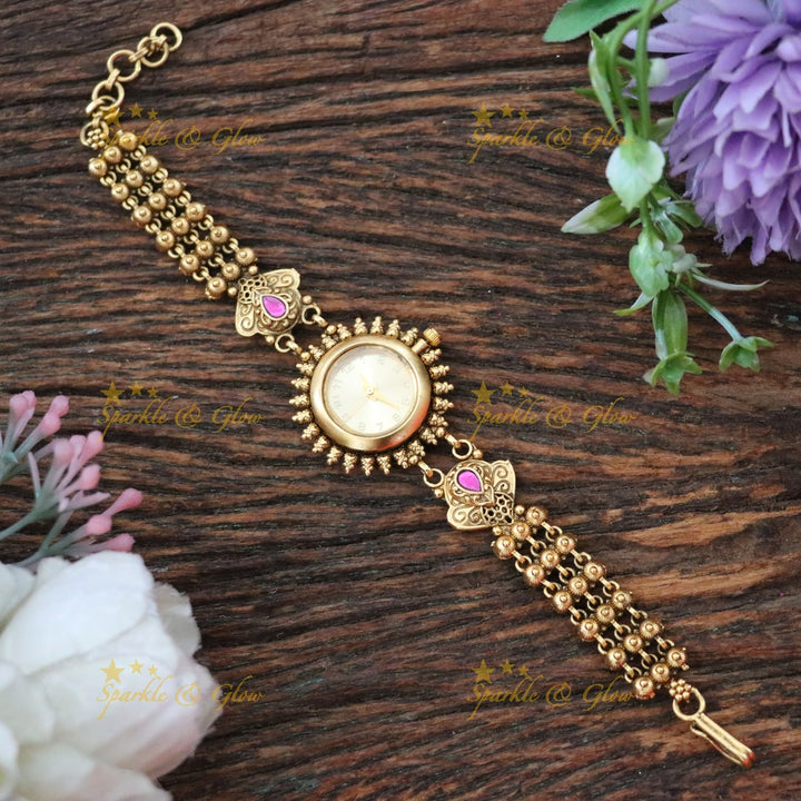 Exquisite Gold-Plated Watch Bracelet for Celebrations