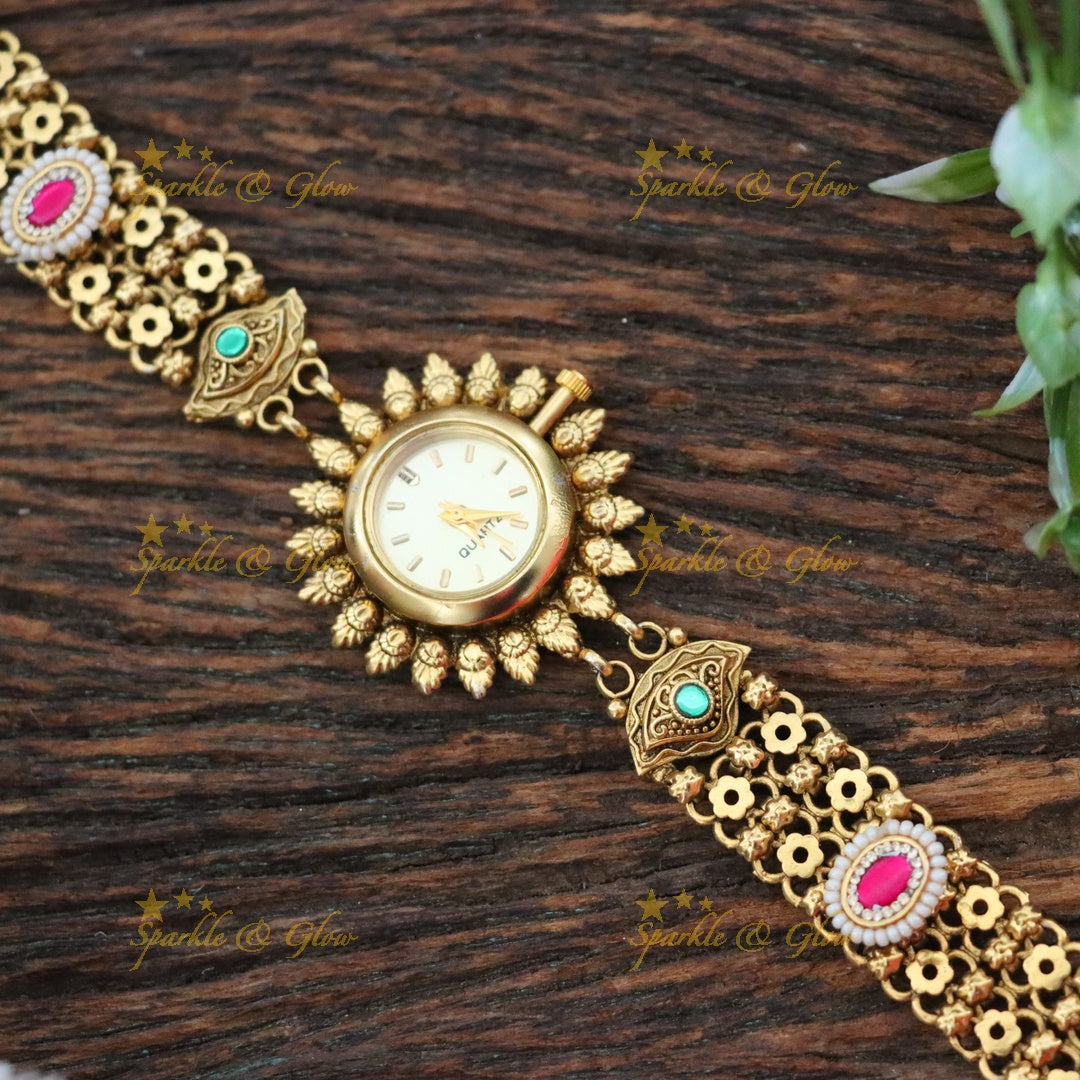 Exquisite Gold Bridal Bracelet Watch – Sparkle & Glow