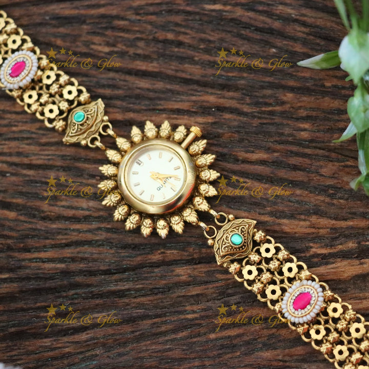 Exquisite Gold Bridal Bracelet Watch – Sparkle & Glow