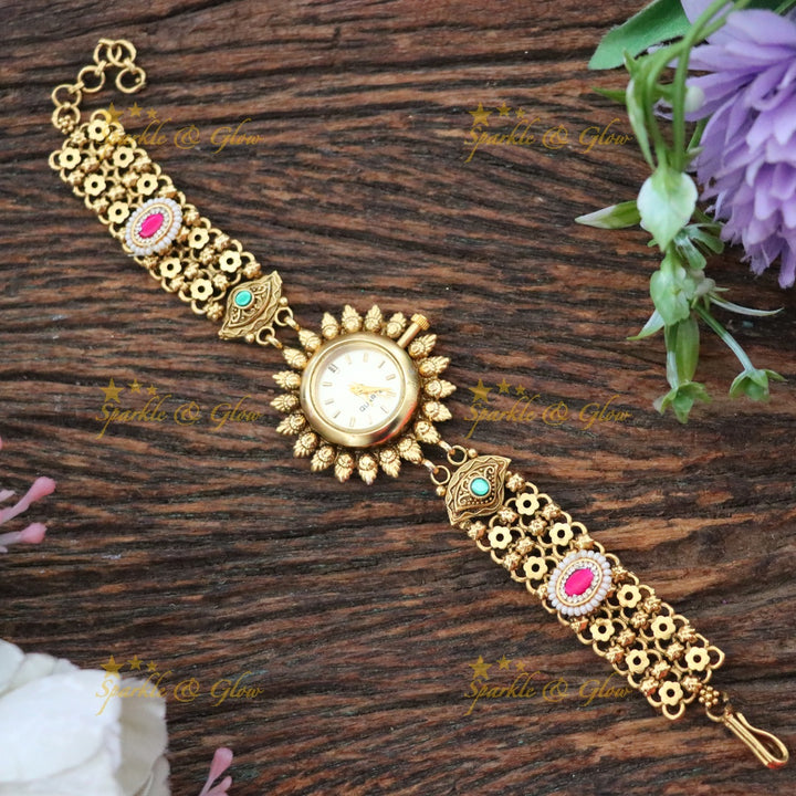 Exquisite Gold Bridal Bracelet Watch – Sparkle & Glow