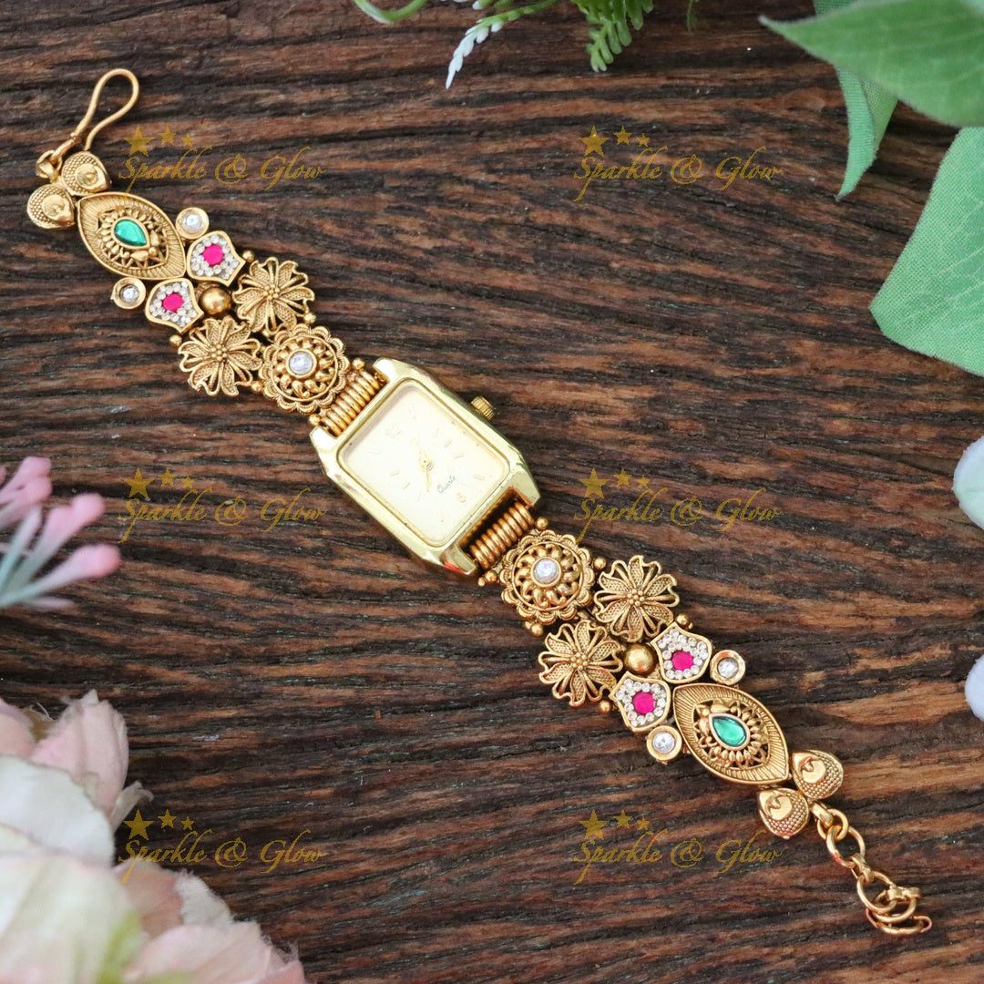 Exquisite Gold-Toned Watch Bracelet for Weddings
