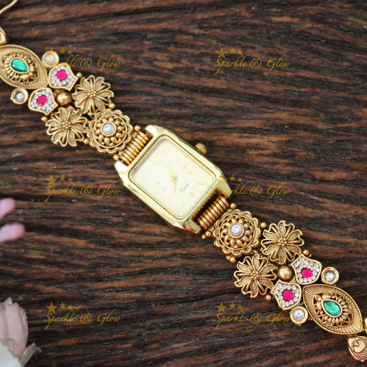 Exquisite Gold-Toned Watch Bracelet for Weddings