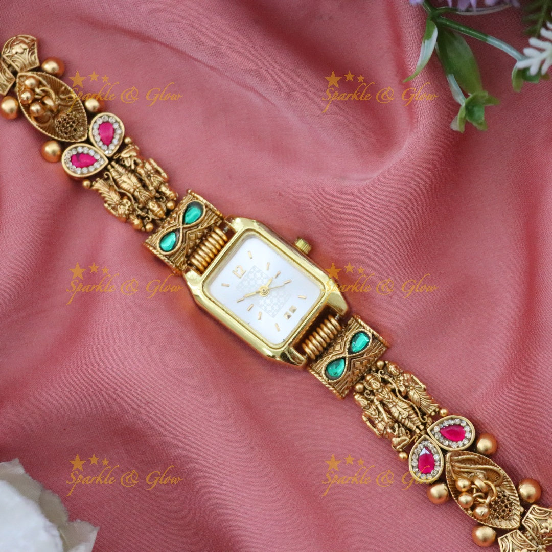 Elegant Gold-Plated Festive Bracelet Watch