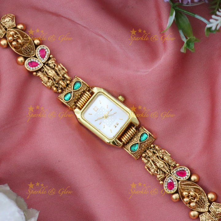 Elegant Gold-Plated Festive Bracelet Watch