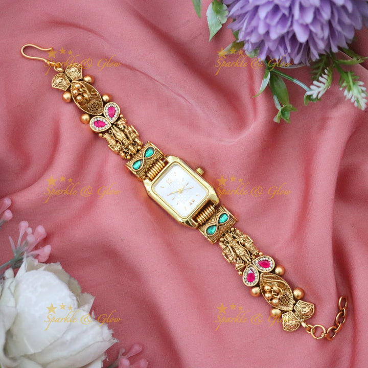 Elegant Gold-Plated Festive Bracelet Watch