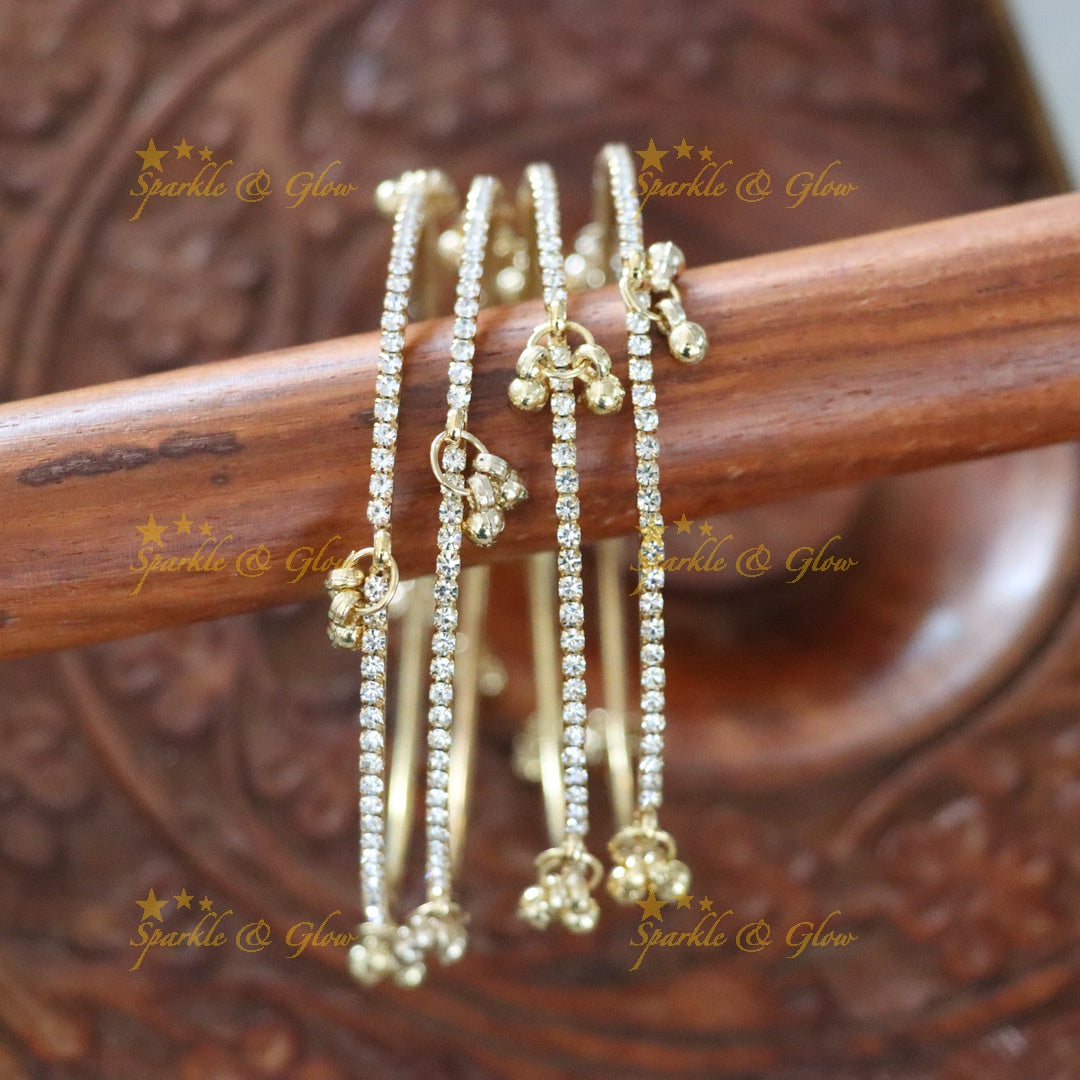 Gold-Plated Bangles with Stones | Festive Collection
