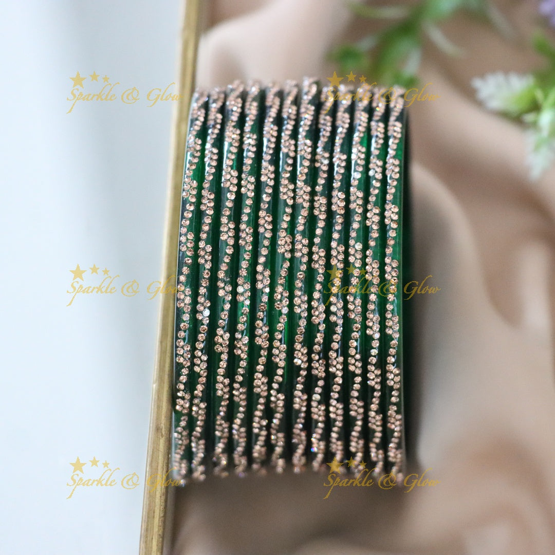 Exquisite Gold-Toned Glass Bangles - Perfect for Every Occasion