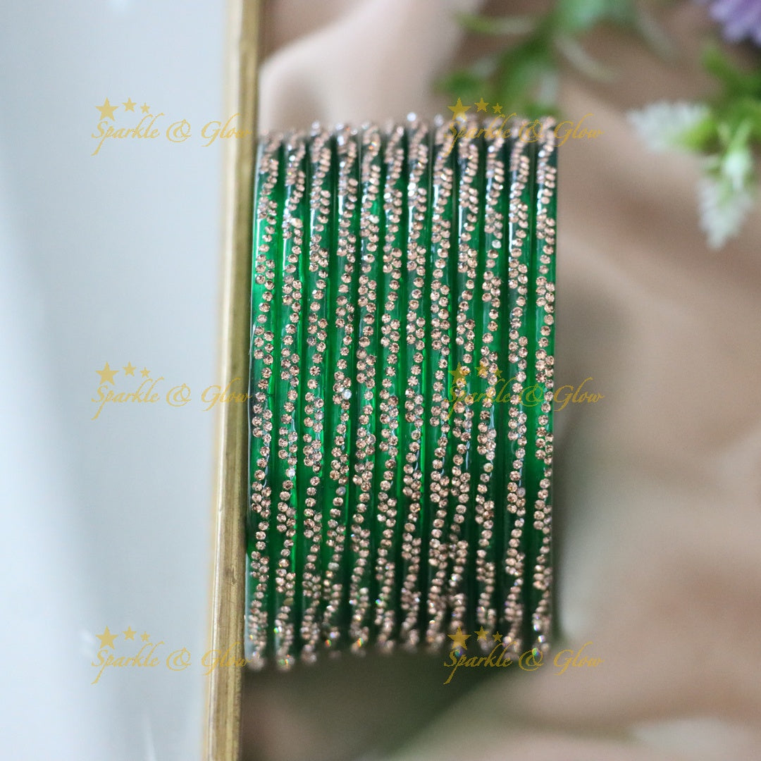 Exquisite Gold-Toned Glass Bangles - Perfect for Every Occasion
