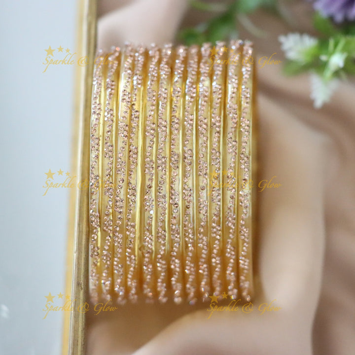 Exquisite Gold-Toned Glass Bangles - Perfect for Every Occasion